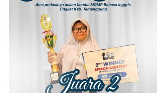 Juara 2 Lomba Speech MGMP Bahasa Inggris Tingkat Kabupaten Temanggung